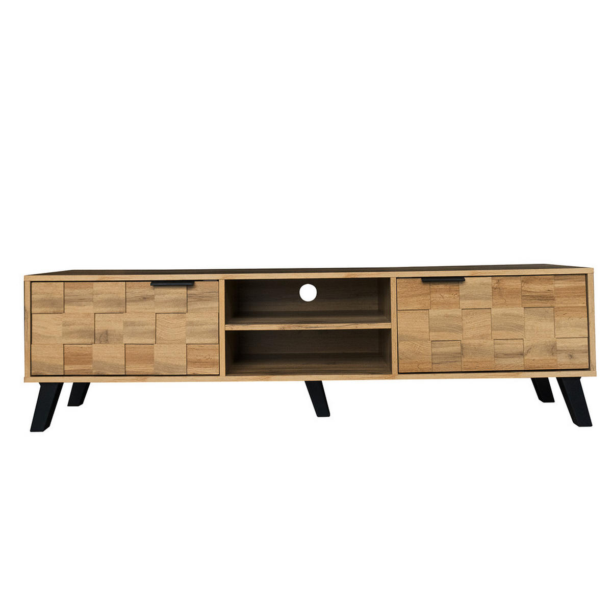TV-SCHRANK 160x35cm Modern 2 Türen 2 offene Fächer Naturholz - Braun, Holz (43.8/10.5/188.5cm) - FLIEKS