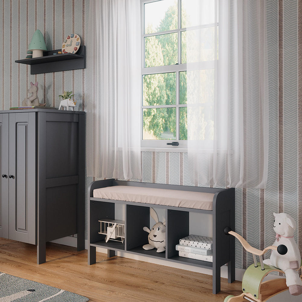 KINDERSITZBANK Ajaton Grau 107.2 x 63.8 cm - Grau, Holzwerkstoff (107.2/63.8/30.6cm) - VitaliSpa