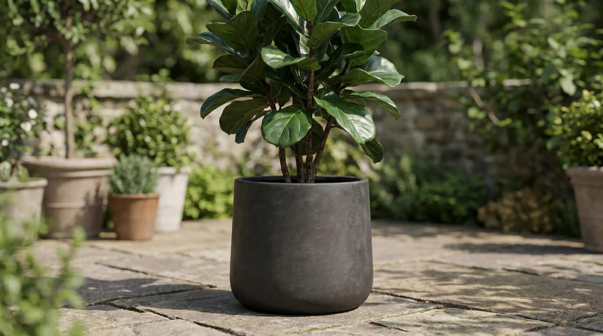 PFLANZTOPF Kiesel schwarz | 44X37 - Schwarz, Kunststoff (37cm) - aplanta