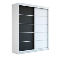 SCHWEBETÜRENSCHRANK 180 CM TREND Farbe: Weiß , schwarz , weiß - Schwarz/Weiß, Holzwerkstoff (180/215/59.5cm) - A&J MöbelLand