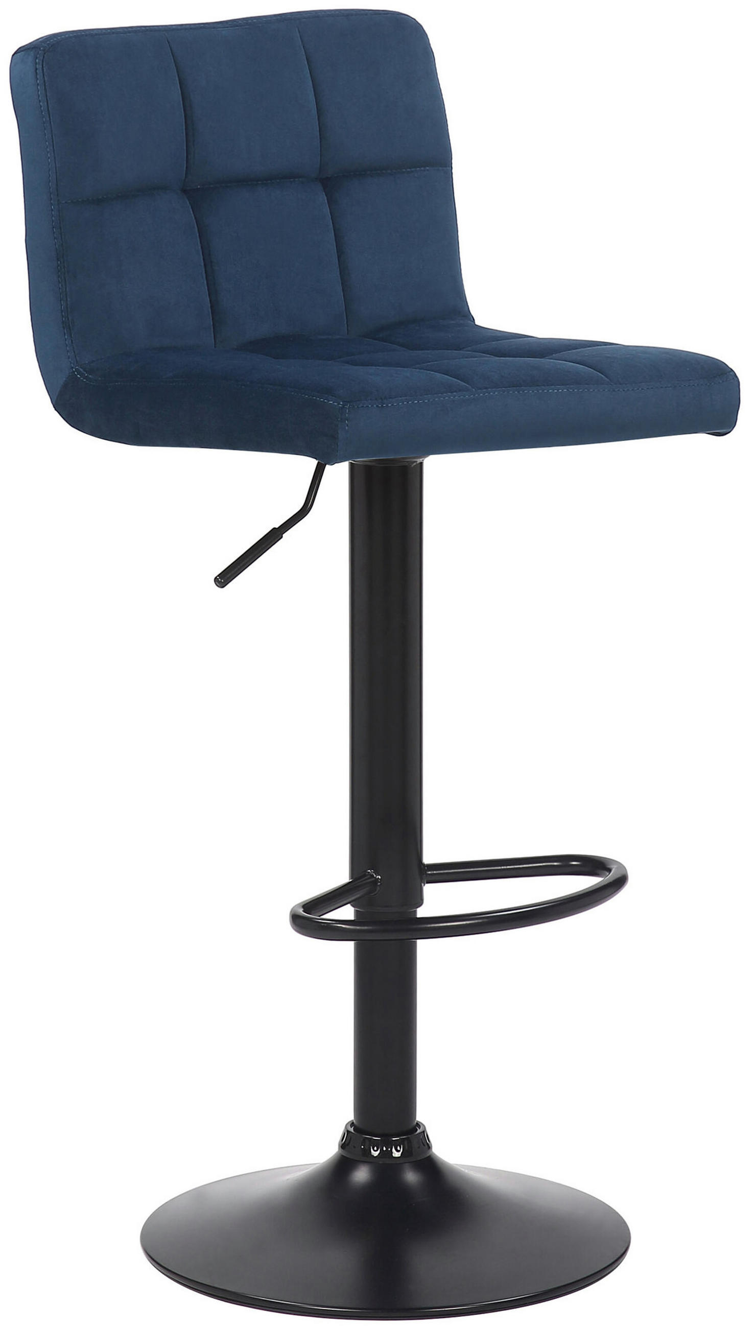 BARHOCKER Fani, Gestell schwarz, Samt Blau - Blau/Schwarz, Textil/Metall (40/85/40cm) - TPFLiving