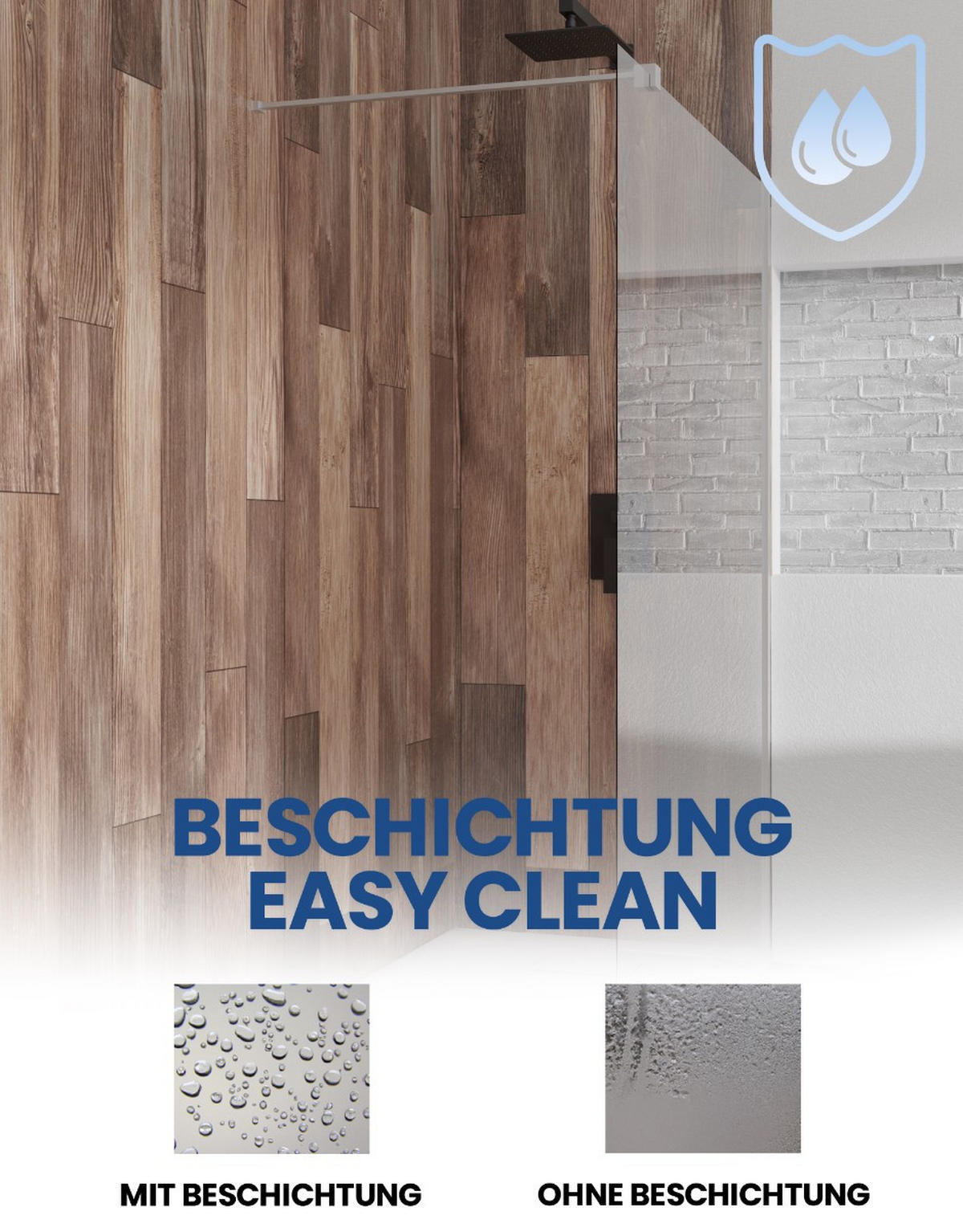 DUSCHTRENNWAND Ketil transparent/silberfarben, 8 mm, 140/195 cm - Silberfarben, Glas (140/195cm) - bad land