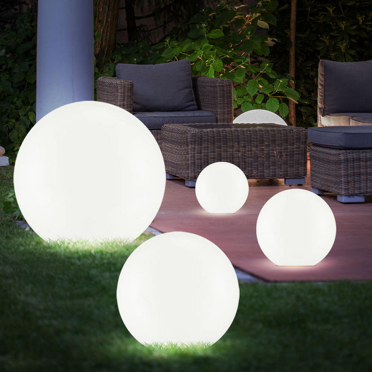 LED AUSSENLEUCHTE Solarkugeln Weiß 4er Set - Weiß, Kunststoff (25/25/65cm)