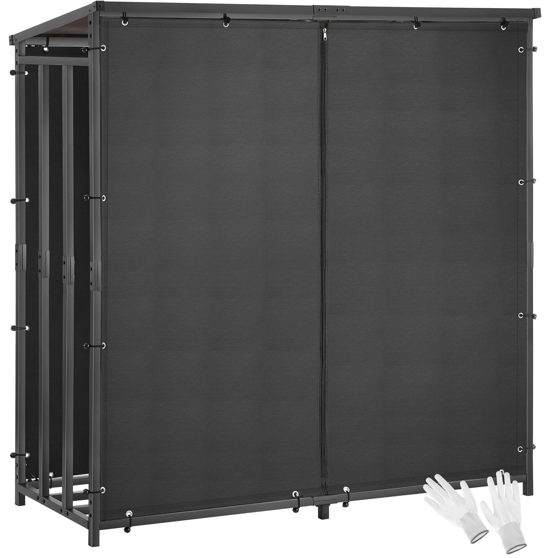 tectake Kaminholzregal Schwarz 184x188x80.5 cm