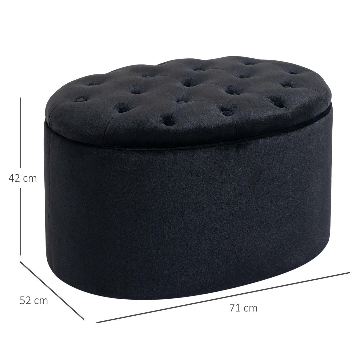SITZBANK, Polsterbank, Ovale, Schwarz - Schwarz, Kunststoff (52/42/71cm) - HOMCOM