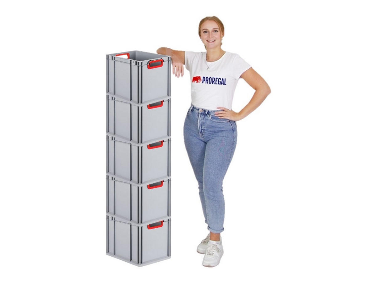 EUROBOX 5x Nextgen Color 32x30x40cm 30 Liter Griffe Rot Offen - Rot, Kunststoff (30/32/40cm) - PROREGAL