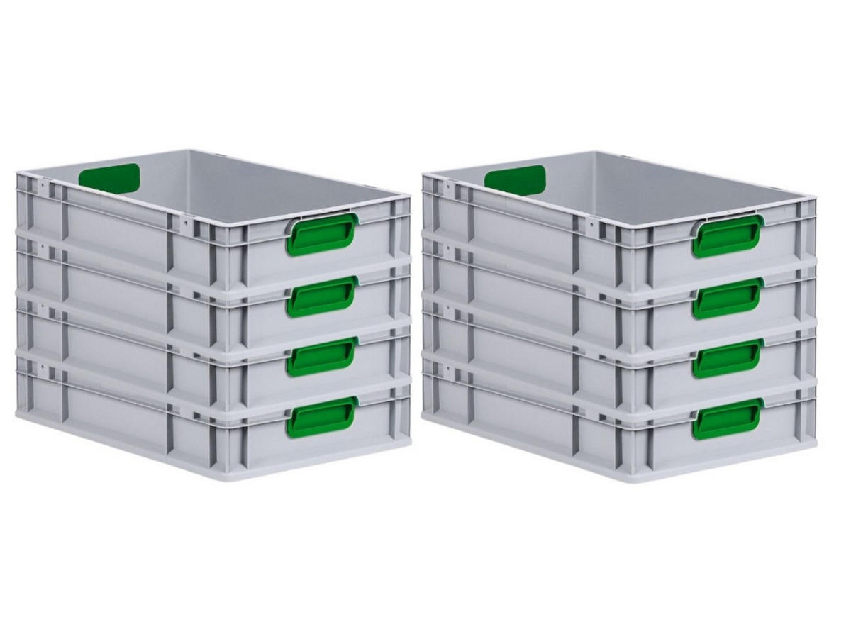 EUROBOX 8x Nextgen Color 12x40x60cm 23 Liter Griffe Grün Geschlossen - Grün, Kunststoff (40/12/60cm) - PROREGAL