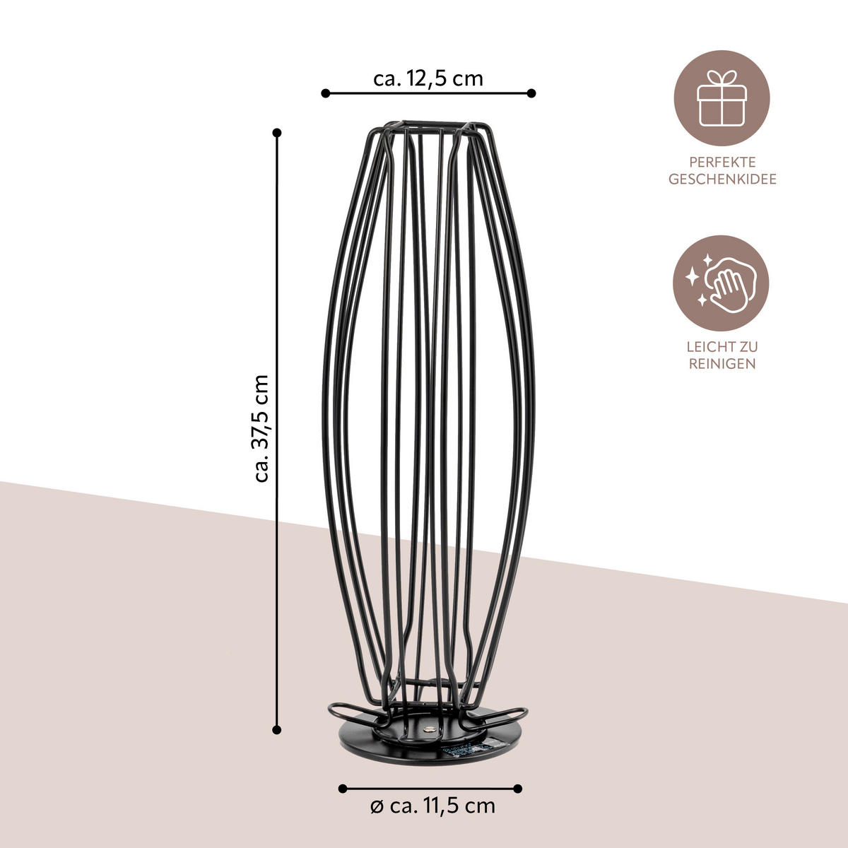 KAPSELSTÄNDER für Nespresso, 40 Kapseln, schwarz - Schwarz, Metall (12.5/37.5/12.5cm) - eluno