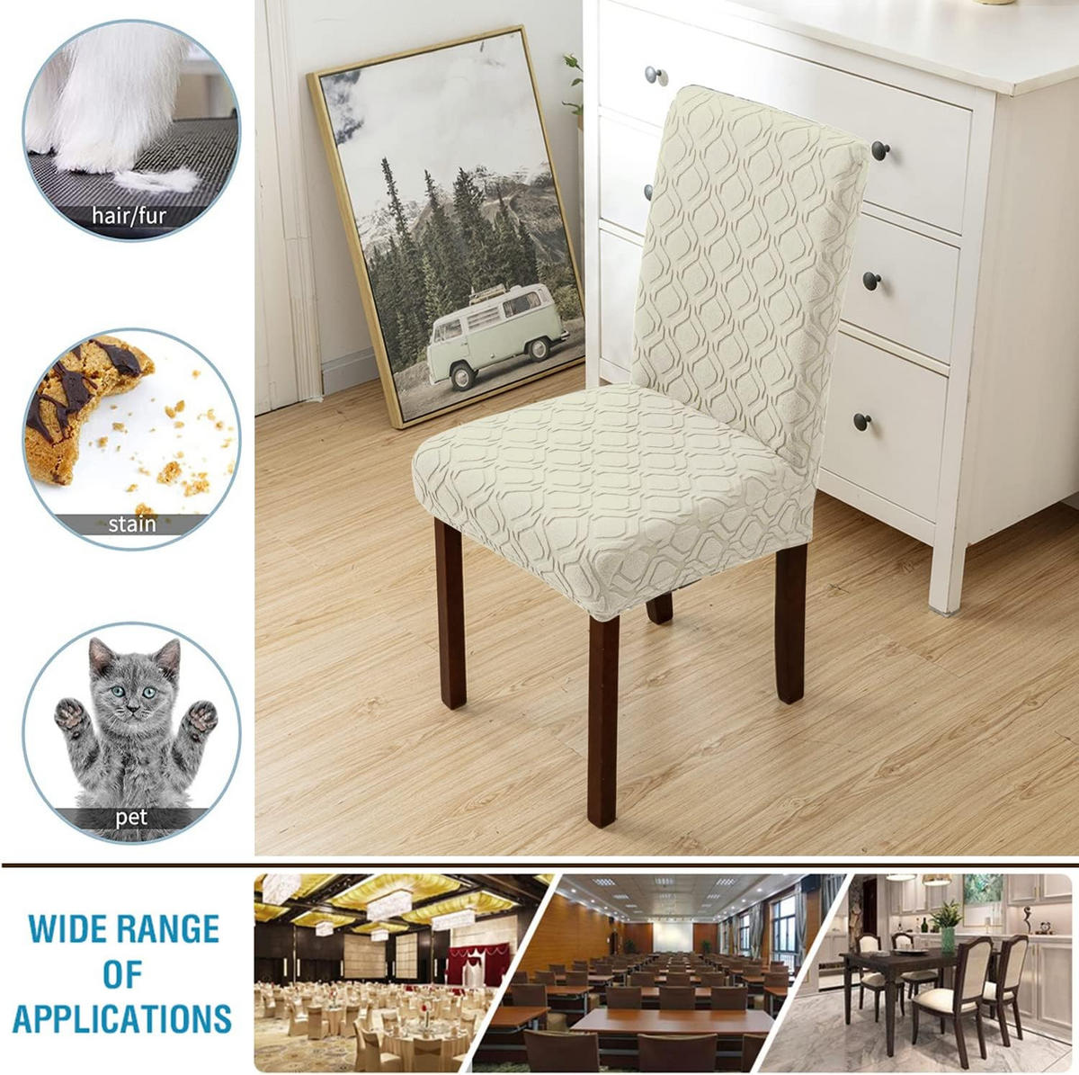 STUHLHUSSE Stretch Stuhlbezug 1 Stück - Beige, Textil (18/25cm) - Kaket