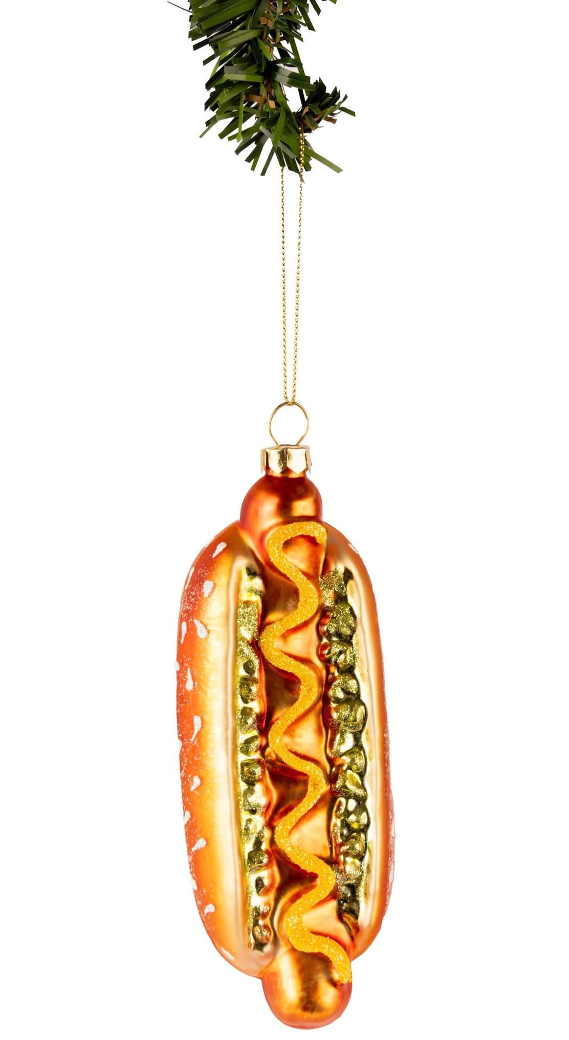 WEIHNACHTSKUGEL Hot Dog 14 cm - Goldfarben, Glas (5/14/1cm)