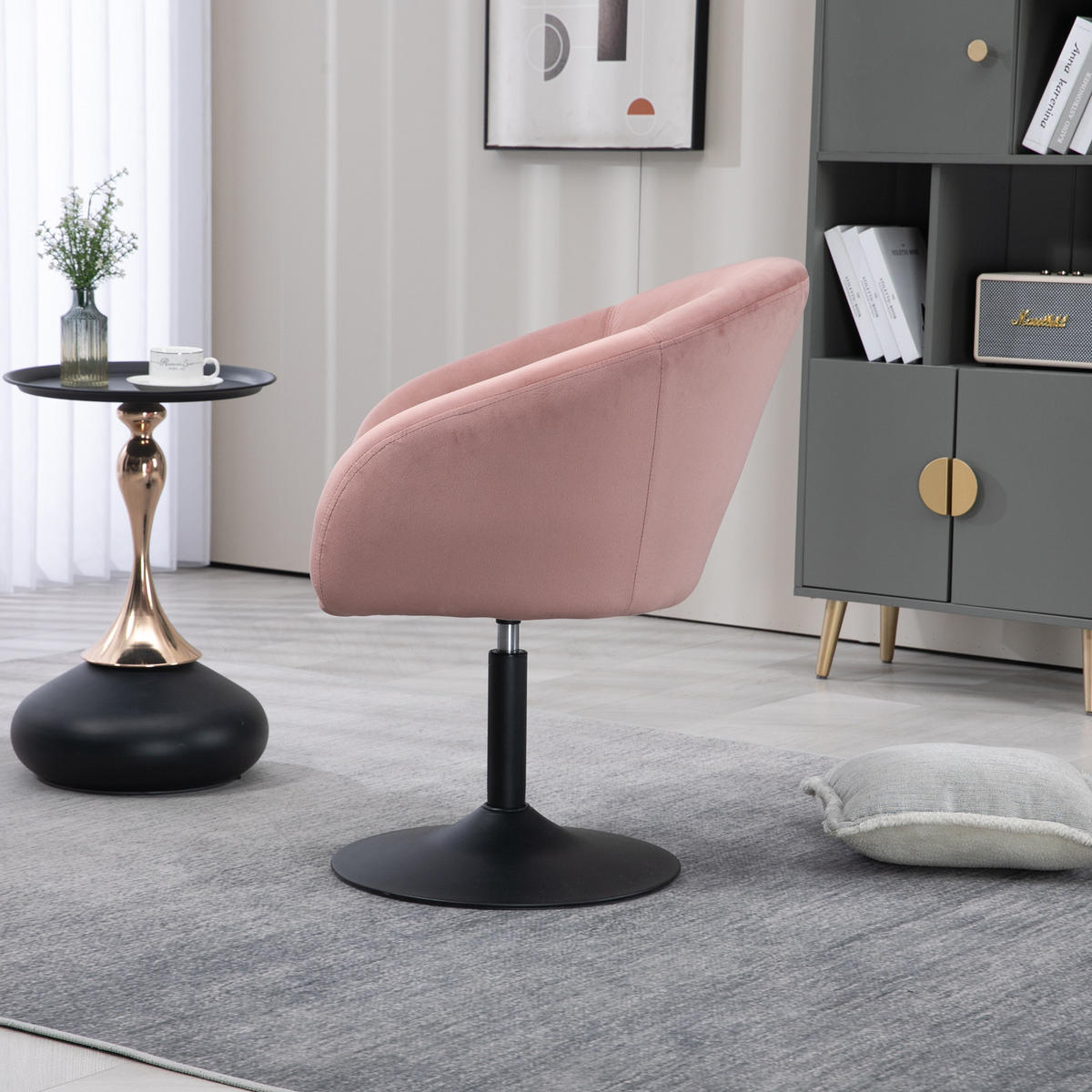 LOUNGESESSEL JAMAIKA mit Armlehnen Samt - Altrosa, Textil (59/95/59cm) - SVITA
