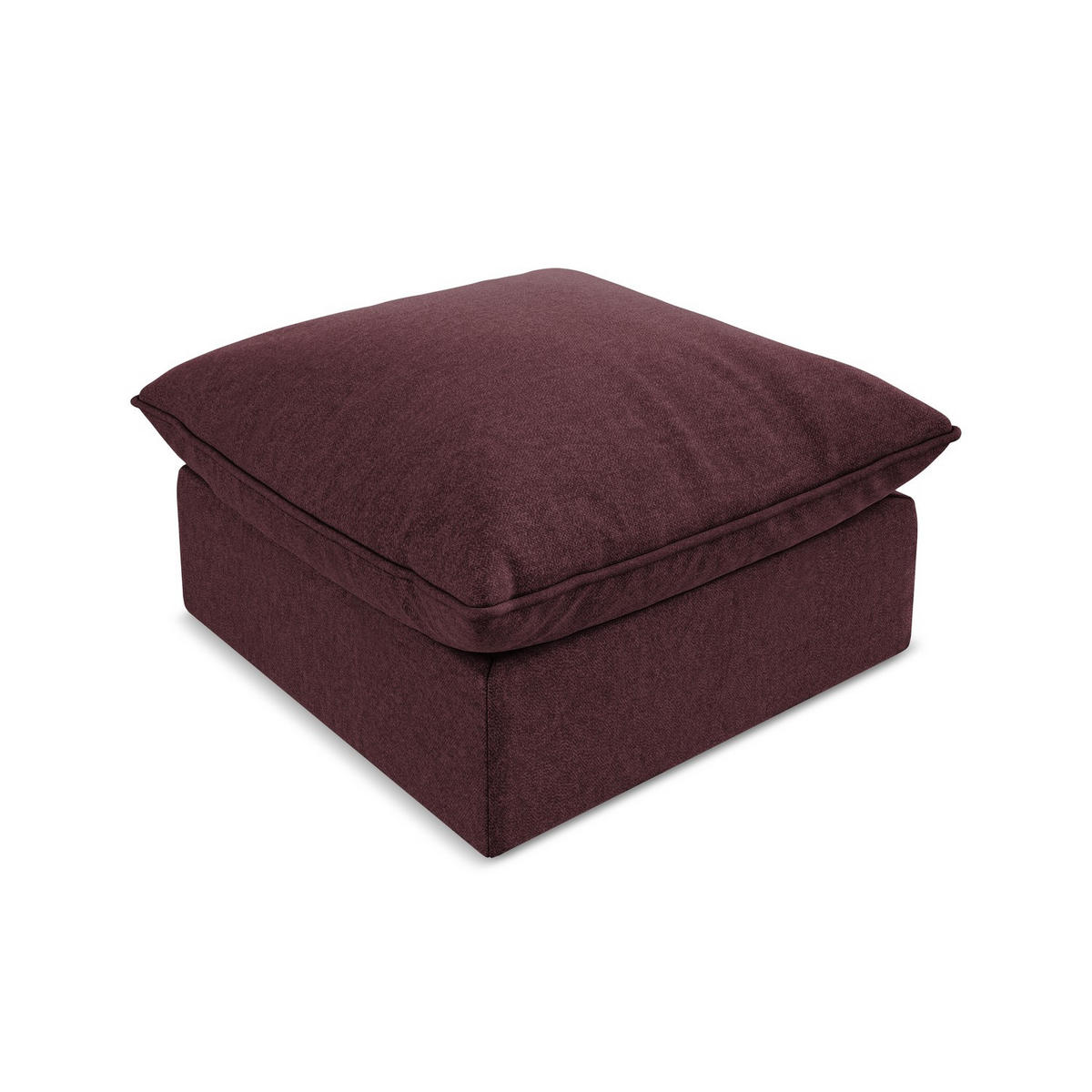 POUF Samt Stoff Rot - Bordeaux/Schwarz, Holzwerkstoff/Kunststoff (75/45/75cm) - LaMiaSofa
