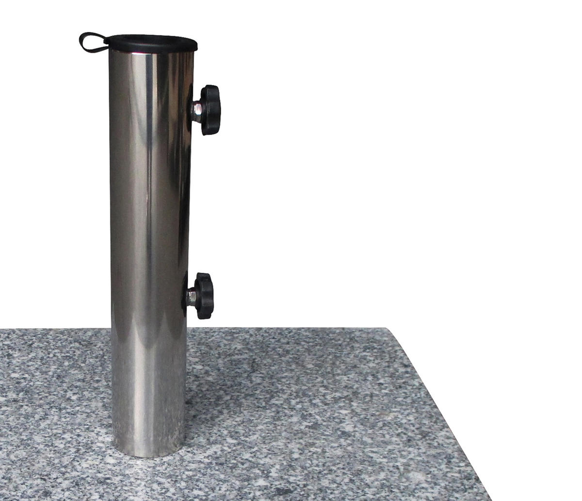 SCHIRMSTÄNDER Sarah mit Rollen 50kg - für Marktschirme / Kurbelschirme - aus massivem echtem Granit - für Schirmstöcke bis 58mm - - Grau, Stein (50/50cm) - TPFGarden