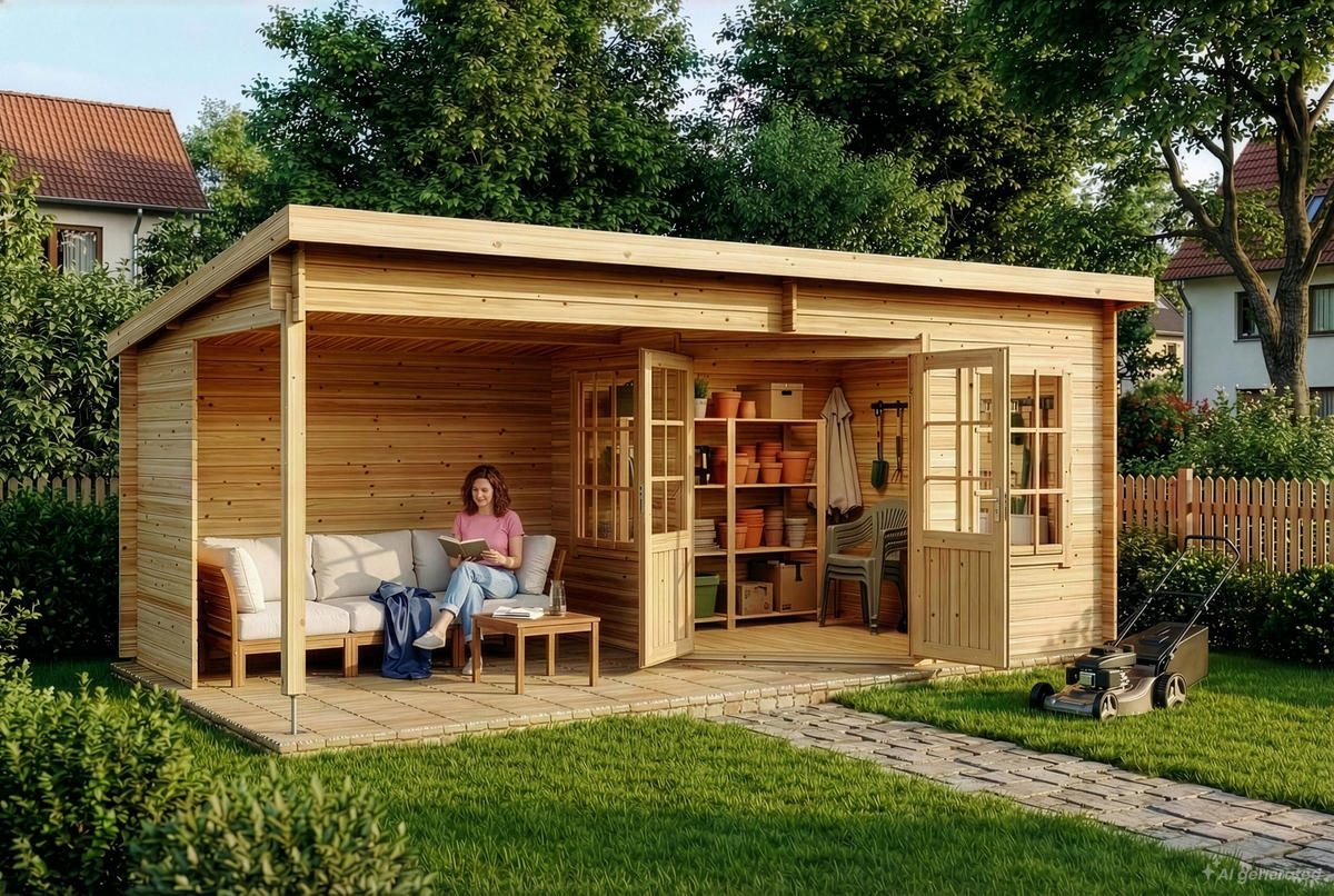 GARTENHAUS Holz Carl - Naturfarben, Holz (598/239/330cm) - Alpholz