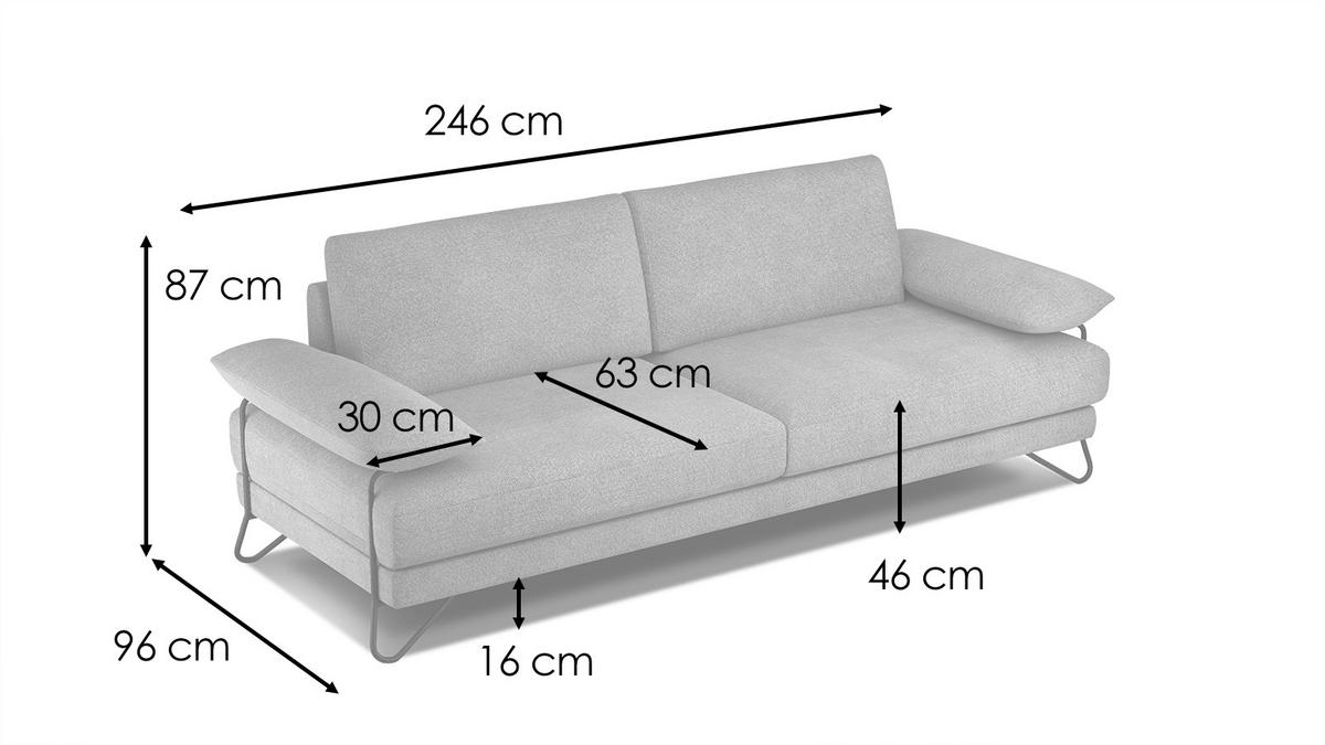 SOFA LORI 3-Sitzer, dunkelgrau - Dunkelgrau/Schwarz, Holzwerkstoff/Textil (245/87/96cm) - Courtois Laville