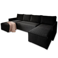 ROHOVÁ SEDAČKA TRES černá - šedá/černá, dřevo/textil (271/140cm) - MASSENO