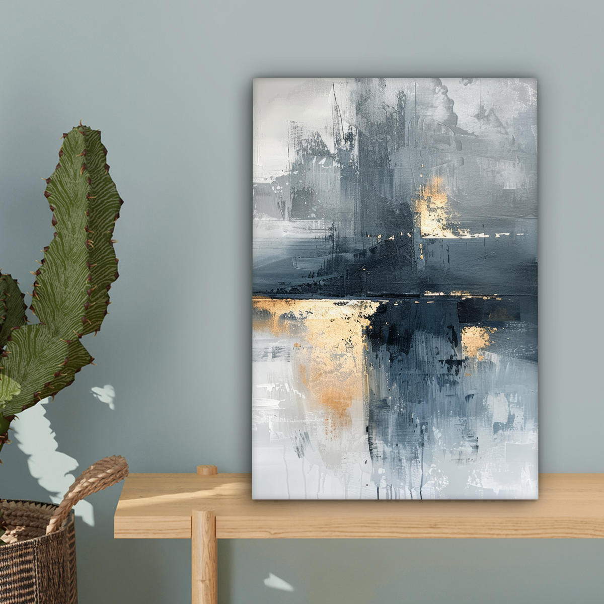 LEINWANDBILD Kunst - Grau - Gold - Abstrakt 20x30 cm - Dunkelgrau, Textil (20/30cm) - MuchoWow