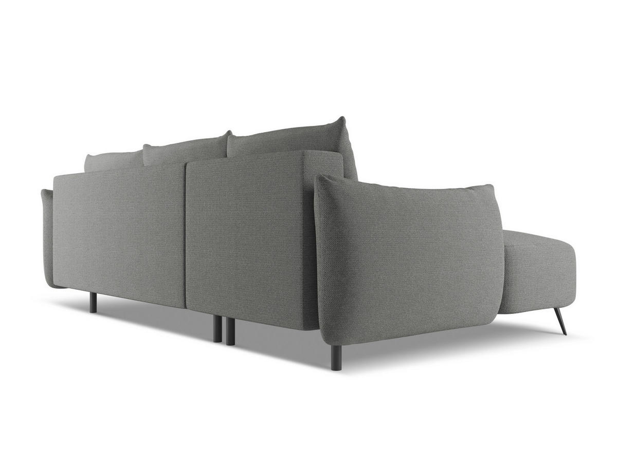 ECKSOFA mit Schlaffunktion Chenille Stoff Grau - Schieferfarben/Schwarz, Textil/Metall (162/242cm) - Makamii