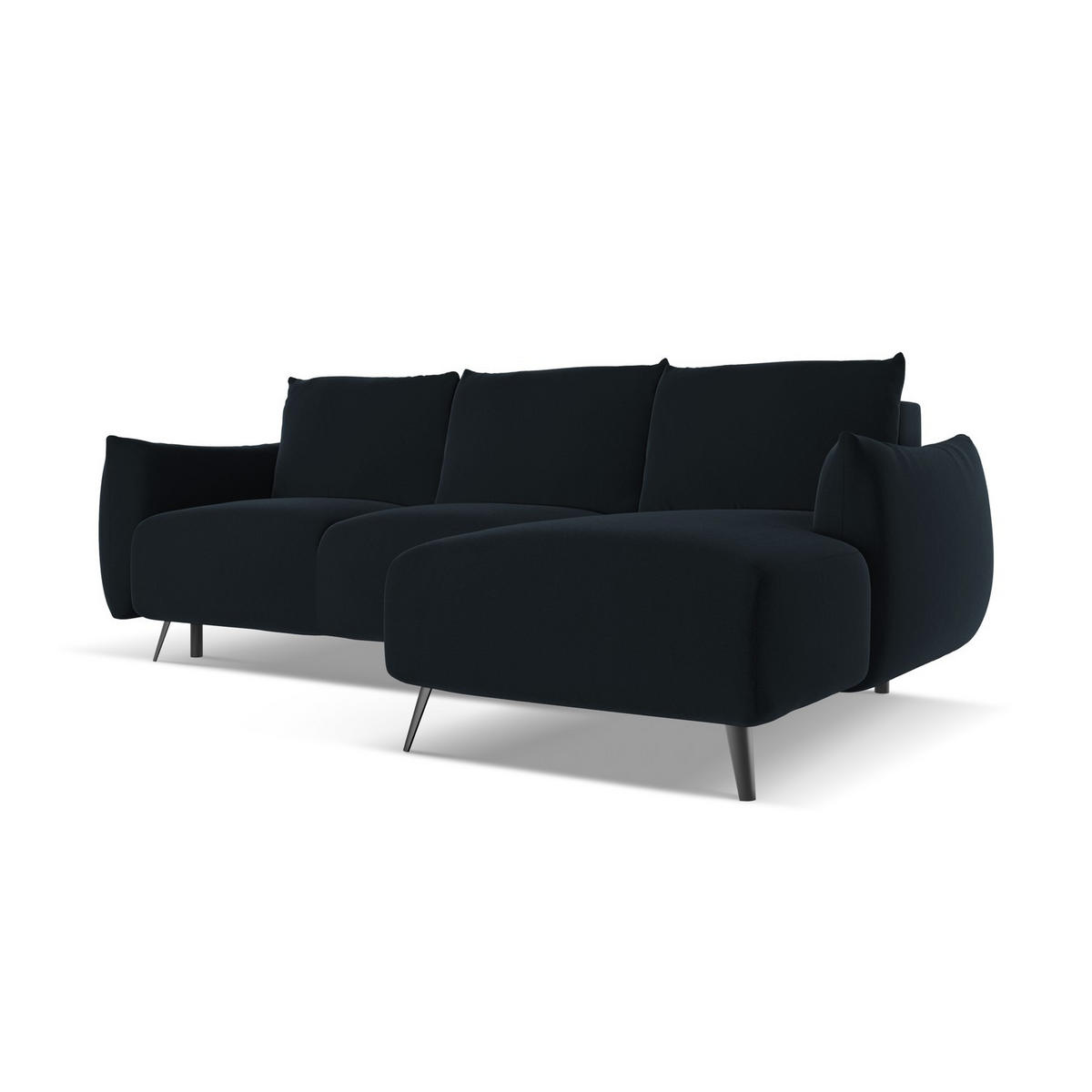 ECKSOFA mit Schlaffunktion Samt Stoff Blau - Blau/Schwarz, Textil/Metall (242/162cm) - LaMiaSofa