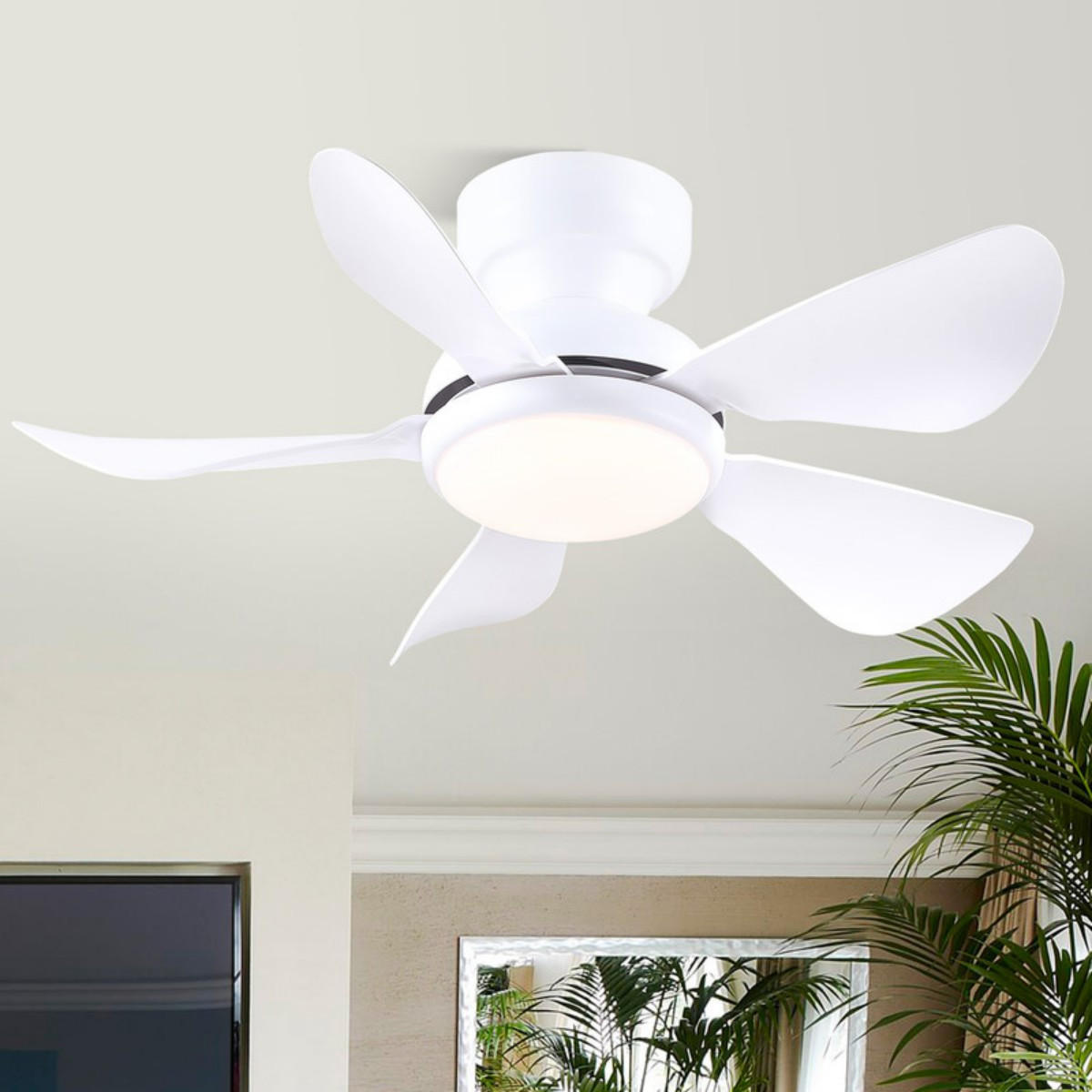 DECKENVENTILATOR Weiß 91,4 cm mit LED und leisem DC-Motor - Weiß, Kunststoff (91.4/91.4/24cm) - Surtime