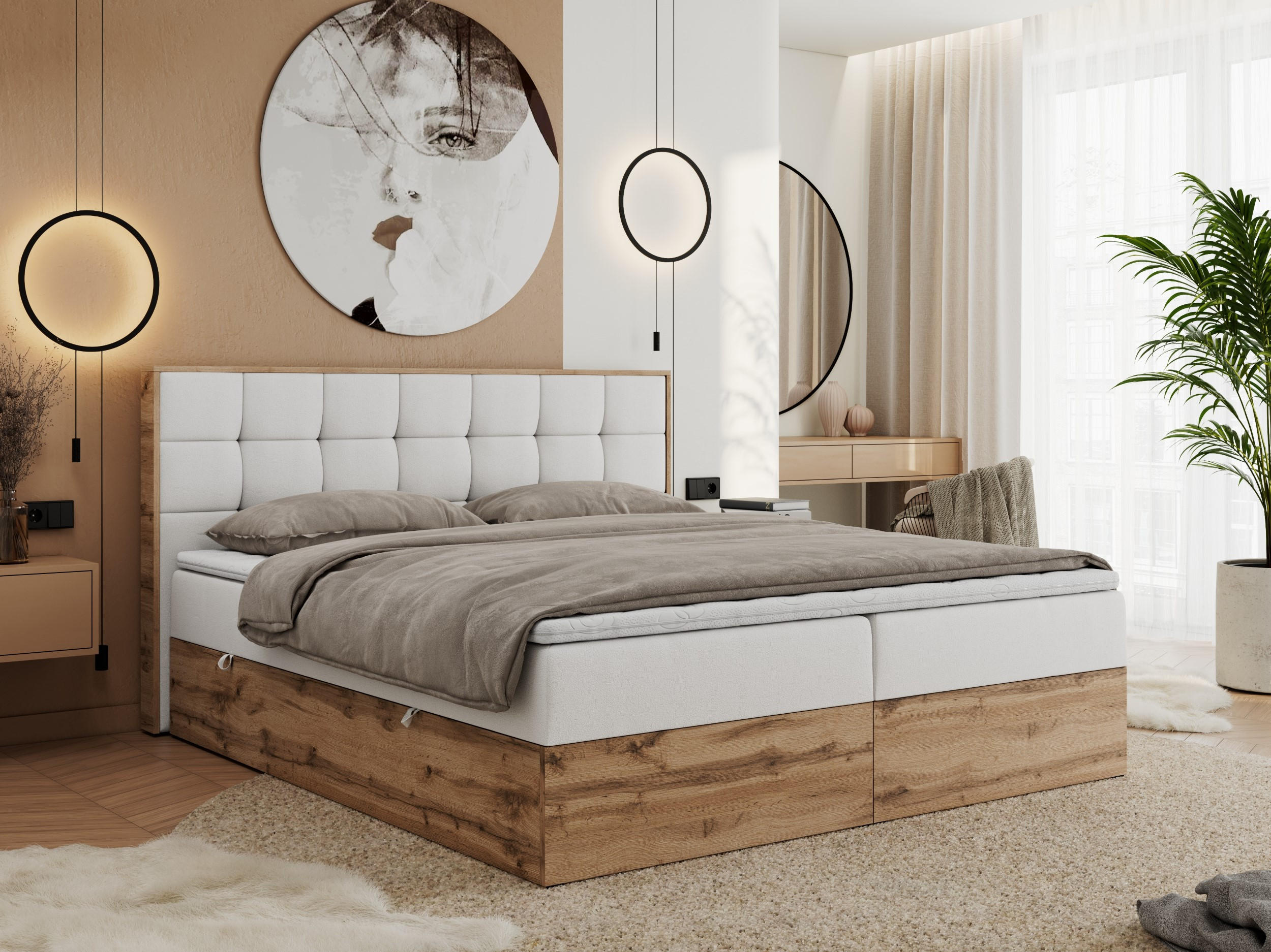 BOXBETT ALBERO 1 - 120/200 Weiß Kunstleder - H3 - Weiß, Holz/Textil (120/200cm) - MKS