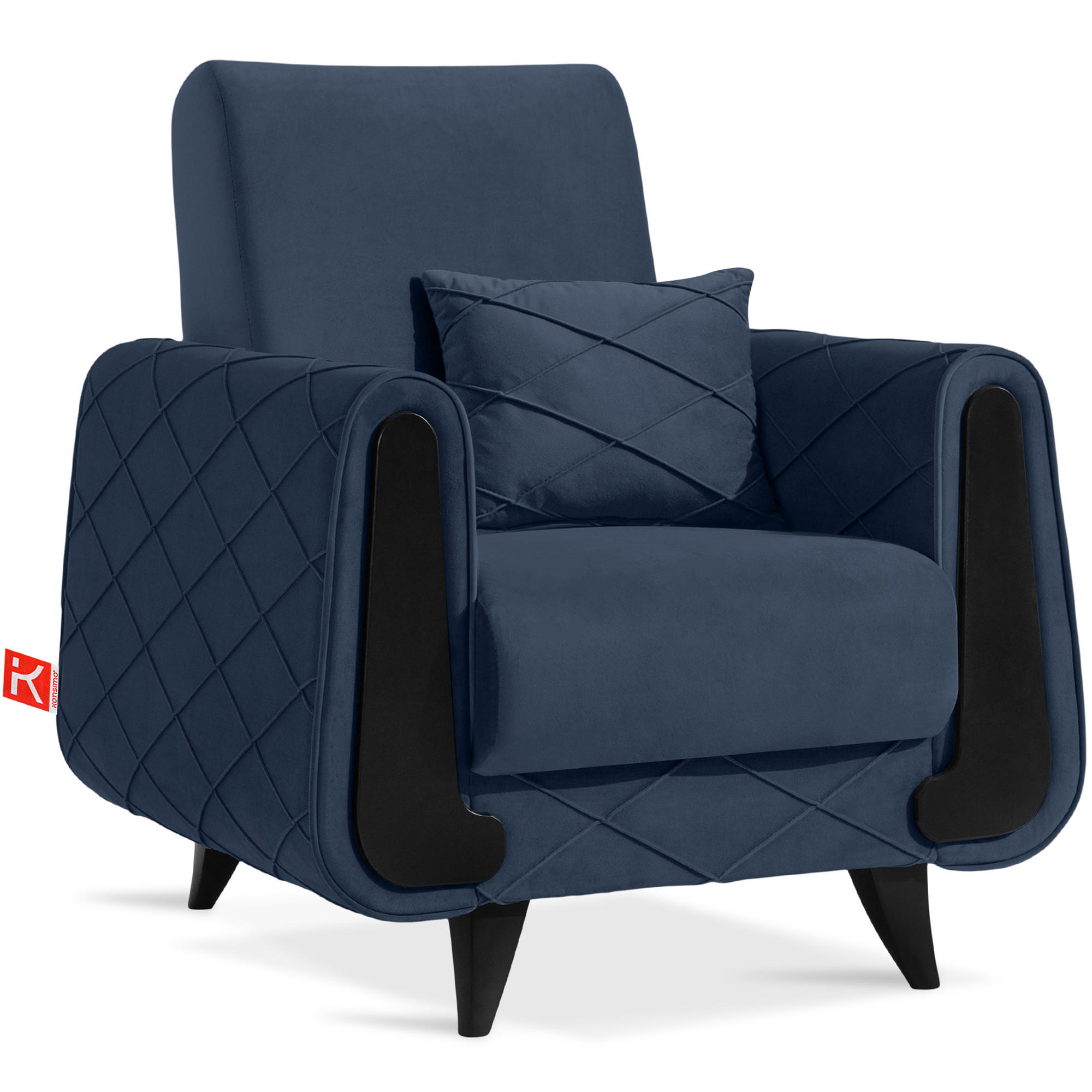 SESSEL GUSTAVO III Velours, Dunkelblau - Dunkelblau, Holz/Holzwerkstoff (83/95/92cm) - KONSIMO®