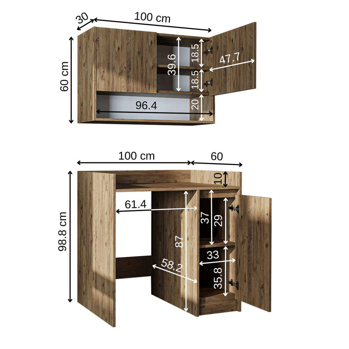 WASCHMASCHINENSCHRANK DERIN-II 100cm Breit, 189cm Hoch - Eichefarben, Holzwerkstoff (100/189/60cm)