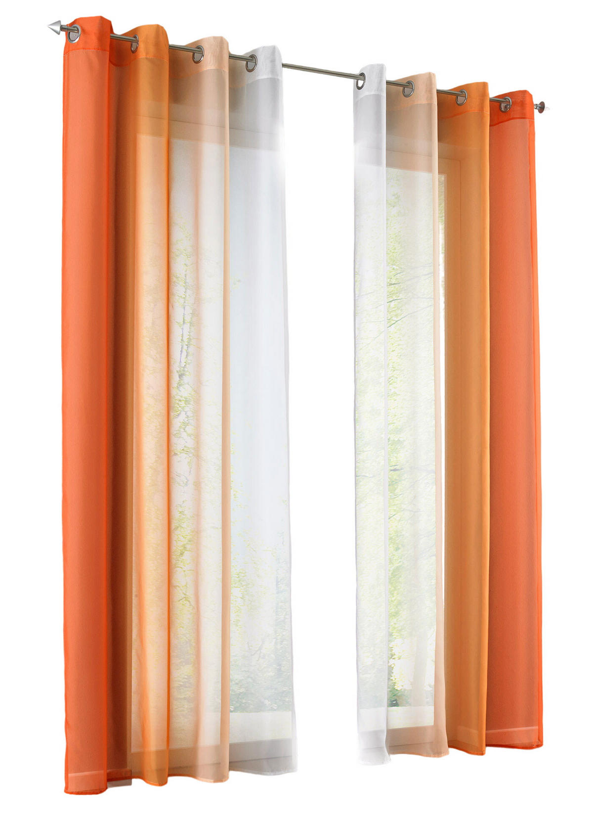 VORHANG 2ER SET »Modena« HxB 145x140 cm Orange - Orange, Textil (140/145cm) - Gardinenbox