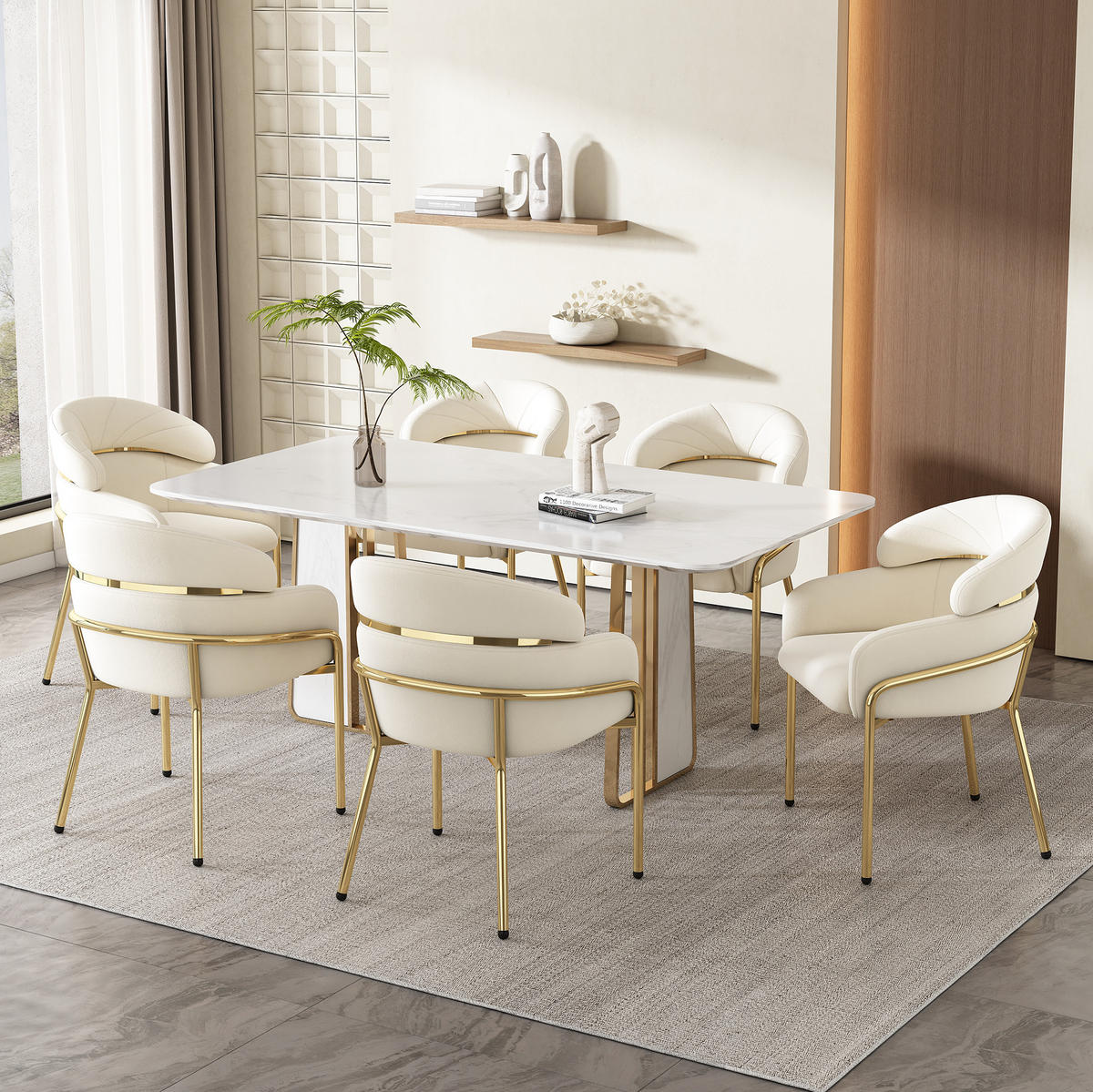 ESSZIMMERSTUHL 45x53x79 cm in Beige, Samt mit 4 Metallbeinen, modernes Design - Beige, Textil (45/79/53cm) - Modfu