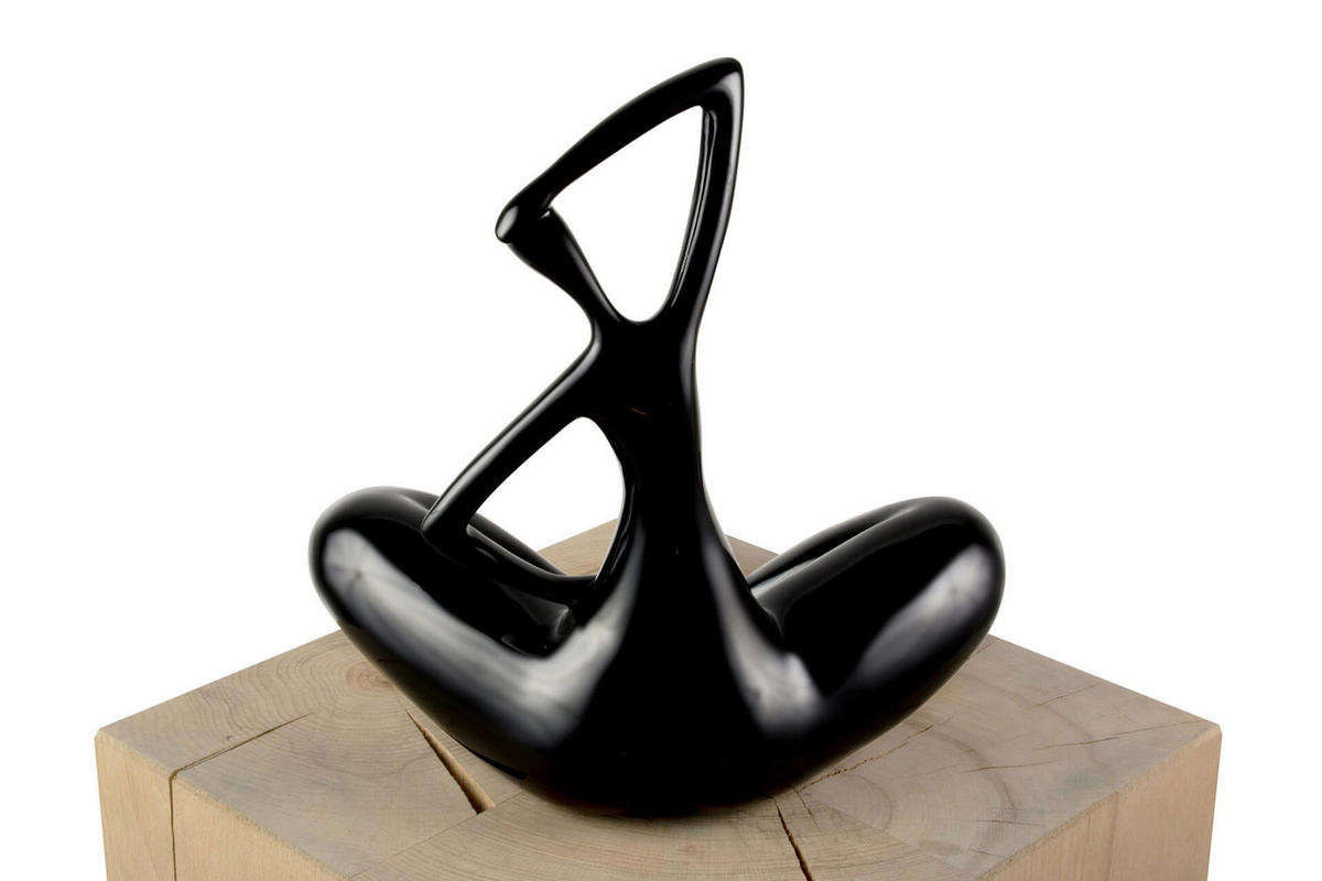 SKULPTUR Schwarz 25/28 cm - Schwarz, Stein (0.92/28/13cm) - KUNSTLOFT
