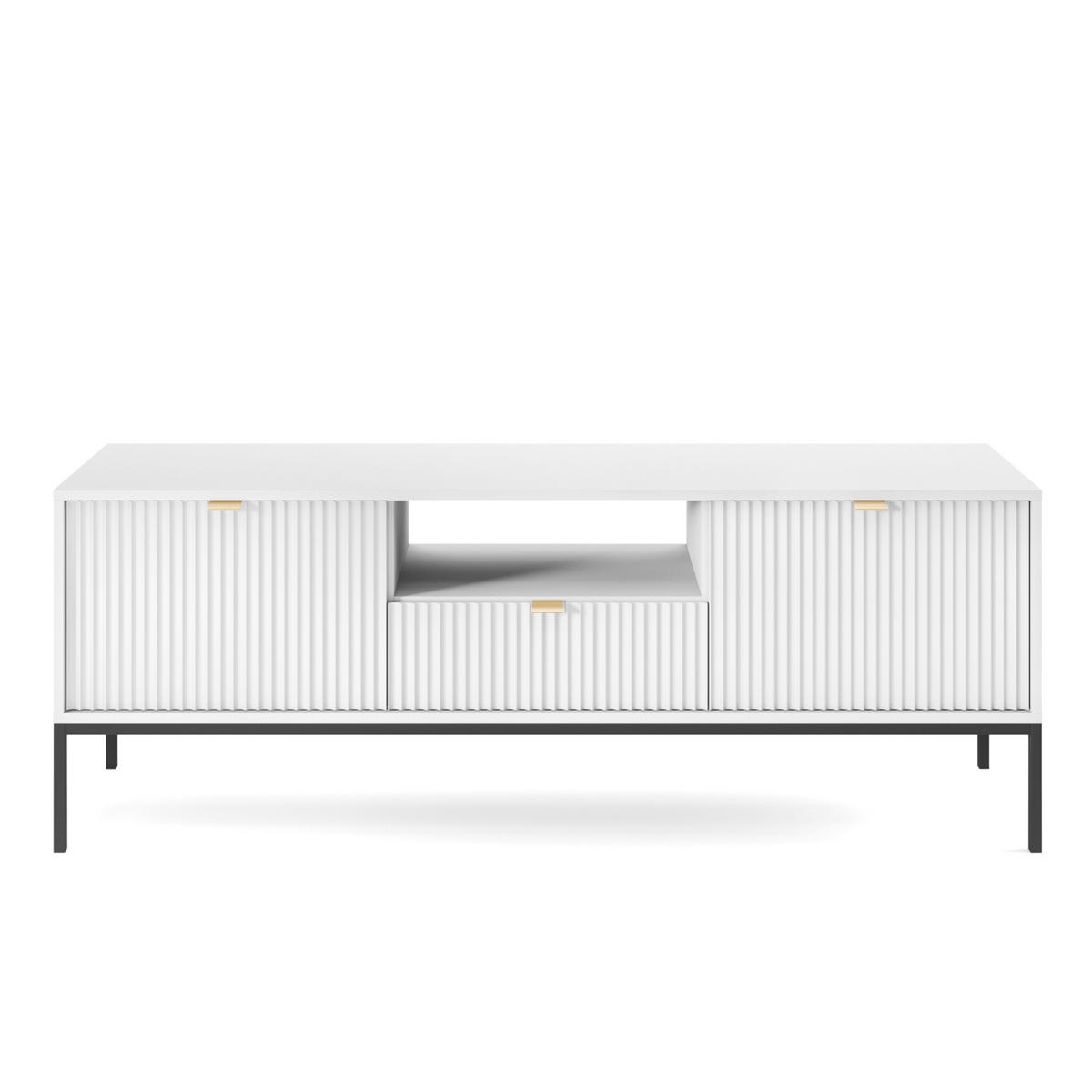 LOWBOARD TV NANAIMO RTV1-2D1S Profilierte Fronten, Weiß - Weiß, Holzwerkstoff/Kunststoff (154/56/39cm) - Komodee