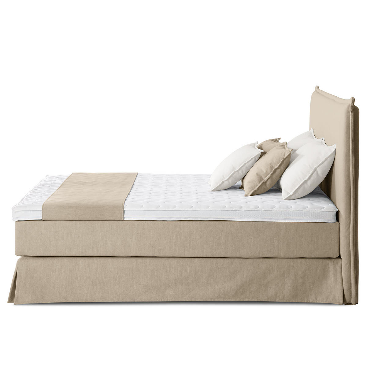 BOXSPRINGBETT mit Husse - Beige, Textil (180/200cm) - home24