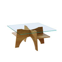 COUCHTISCH 80/80/40 cm aus Sicherheitsglas und MDF mit Ablagefach im minimalistischen Design, Transparent, Holzfarben - Transparent, Glas (80/80/40cm) - Redom