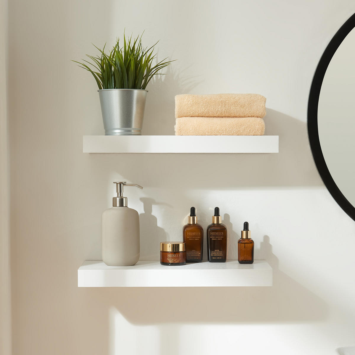 WANDREGAL-SET 2 TLG. Stranda - Weiß, Holzwerkstoff/Metall (40/4/40cm) - [en.casa]