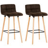 BARHOCKER 2er Set Samt Braun - Eukalyptusholzfarben/Braun, Holz/Textil (42/94/49cm) - CLP