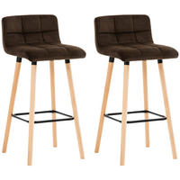BARHOCKER 2er Set Samt Braun - Eukalyptusholzfarben/Braun, Holz/Textil (42/94/49cm) - CLP