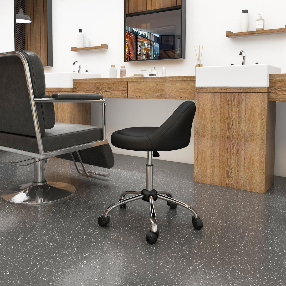 BÜROHOCKER DE-18015 höhenverstellbar 53-73 cm Schwarz - Schwarz, Metall (50/83/50cm) - ComfortXL