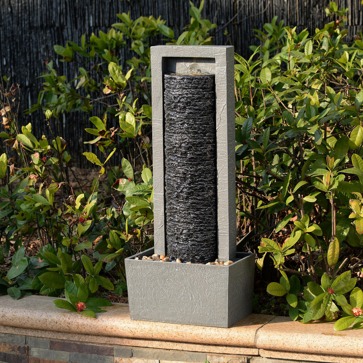 GARTENBRUNNEN Säule grau - Grau, Kunststoff (34/22/82cm) - Teamson Home