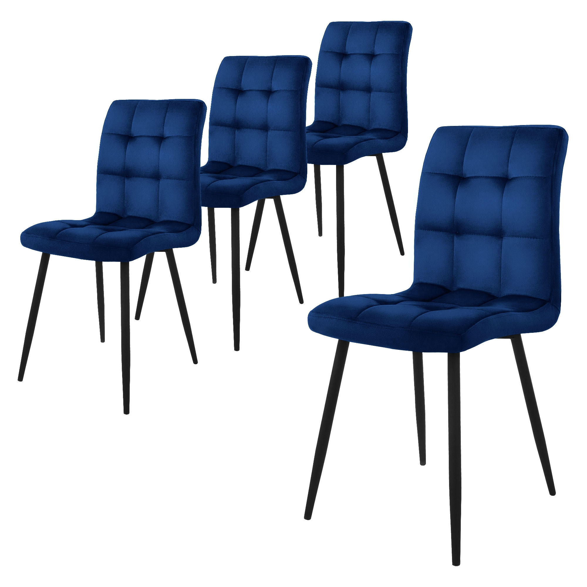 ESSZIMMERSTUHL Samt Dunkelblau 4er Set - Dunkelblau, Metall (41/89/49cm) - ML-DESIGN