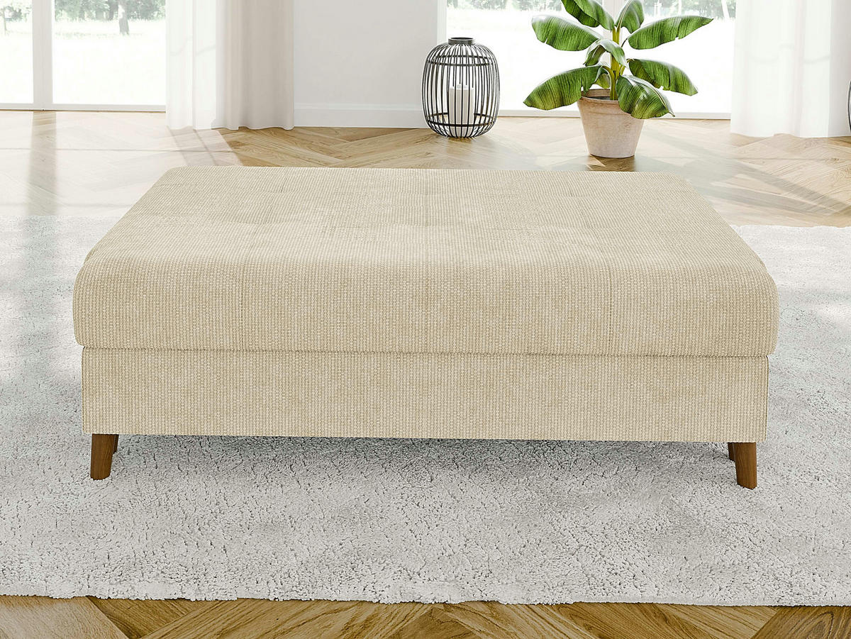 HOCKER Sigurd Beige Chenille - Beige/Braun, Holz/Textil (118/40/73cm) - S-Style Möbel