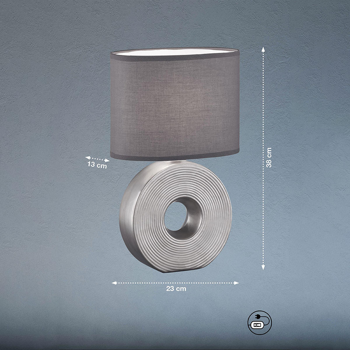 LED TISCHLEUCHTE Keramik Silber Anthrazit - Silberfarben, Textil (23/13/38cm)