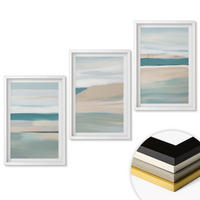 WANDBILDER 3er-Set - 40x60 cm Weißer Rahmen - Abstrakte blaue Landschaften - Weiß, Kunststoff (40/60cm) - ArtPrintCave