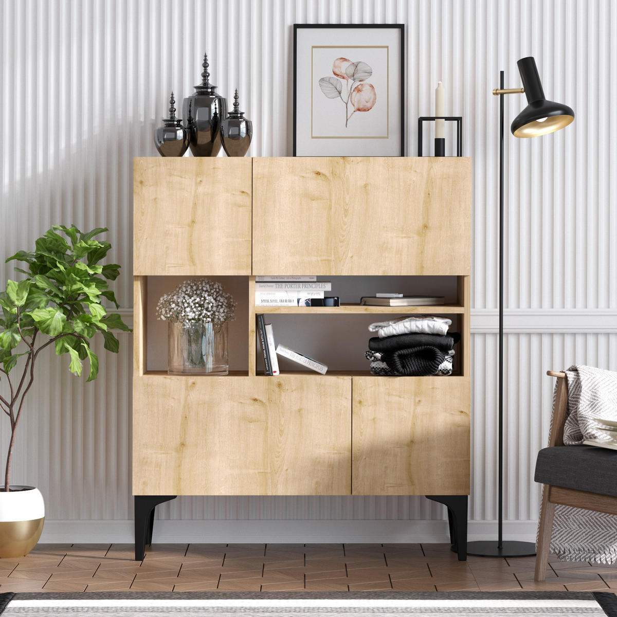 SIDEBOARD krista beige - Eichefarben, Holz (100/125/35cm) - Habitat Garten