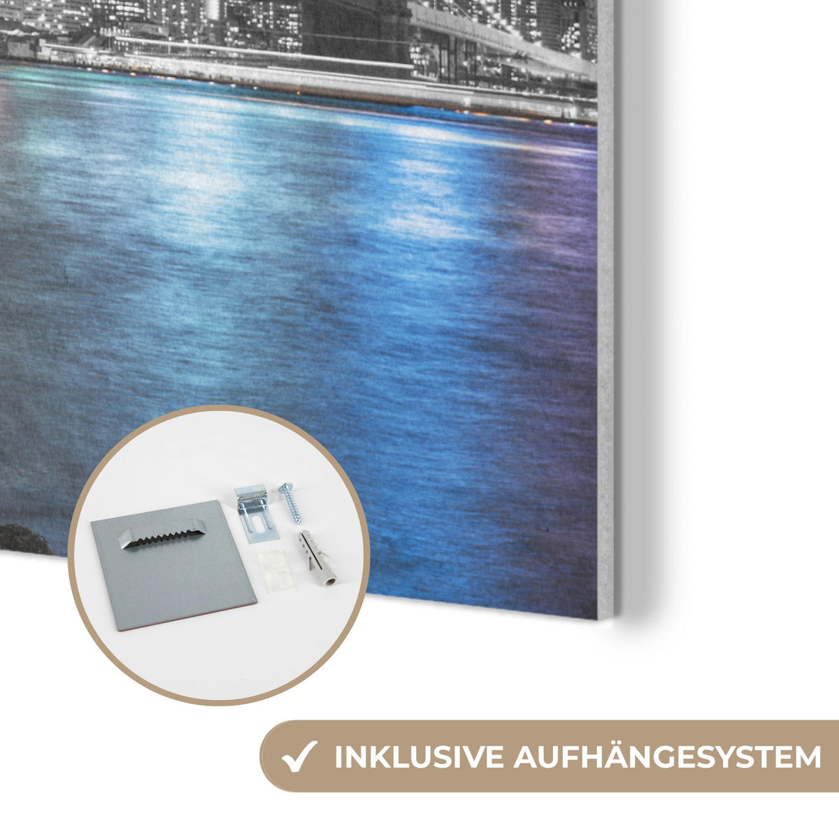 AKUSTIKPANEEL New York - Skyline - Stadt - Blau 80x60 cm - Blaugrau, Textil (80/0.9/60cm) - MuchoWow