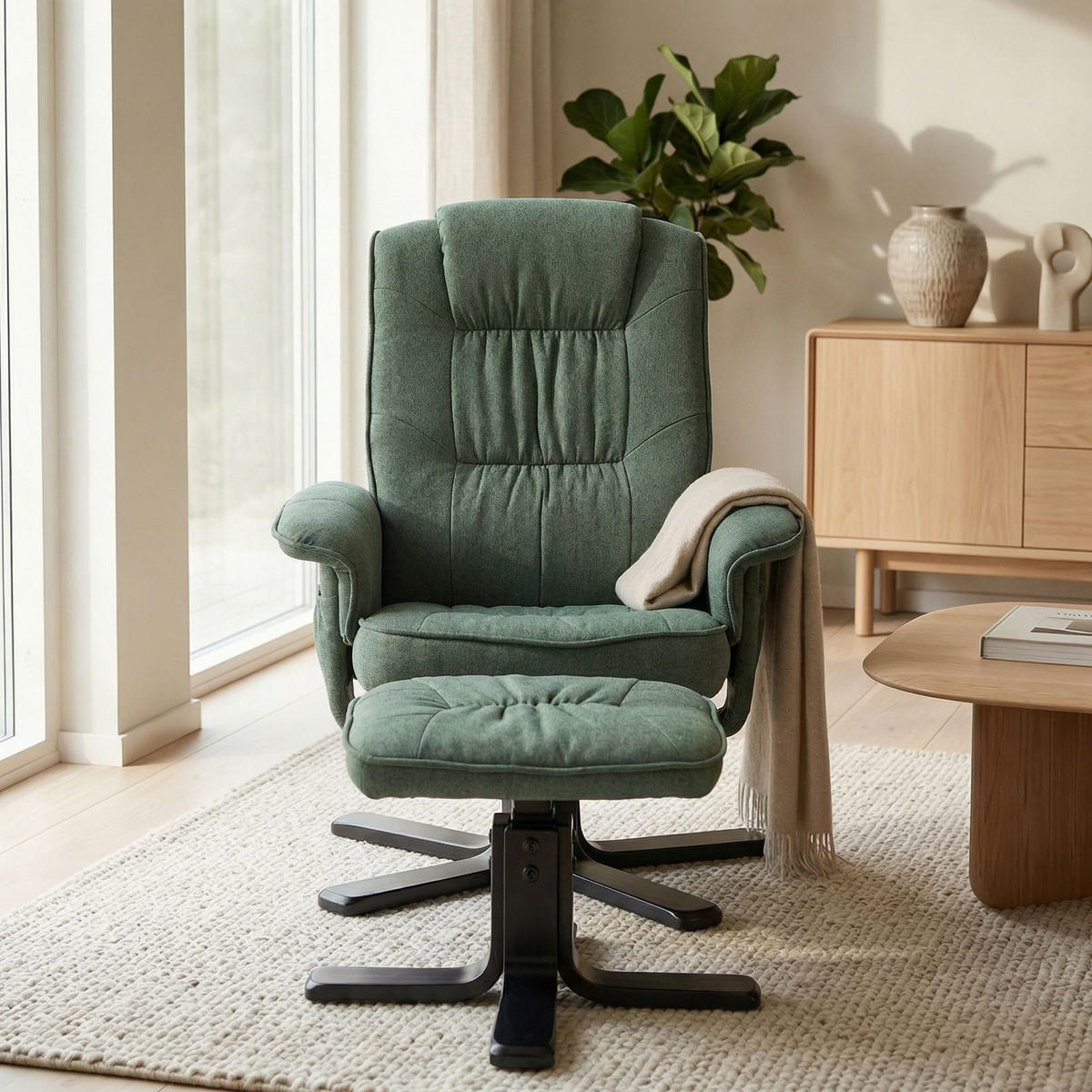RELAXSESSEL CHARLY - Dunkelgrün, Textil (76/87/61cm) - IDIMEX