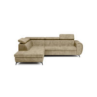ECKSOFA MAGIA L-S Beige Plüsch-Stoff mit Schlaffunktion - Beige, Holz (260/217cm) - MASSENO