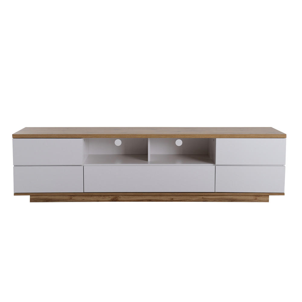 TV-SCHRANK 180cm Weiß Farbblock Holzmaserung Modern Wohnzimmer - Weiß, Holz (38/46/180cm) - FLIEKS