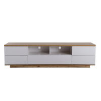 TV-SCHRANK 180cm Weiß Farbblock Holzmaserung Modern Wohnzimmer - Weiß, Holz (38/46/180cm) - FLIEKS