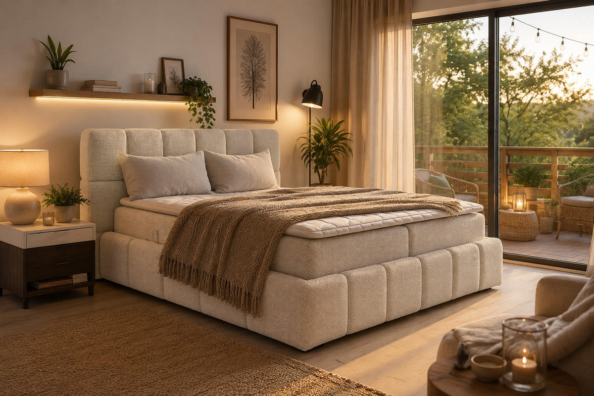 BOXSPRINGBETT AURA mit Topper und Bettkasten, Taupe, H3 Bonell, 120x200 cm - Taupe, Textil (120/200cm) - Labett