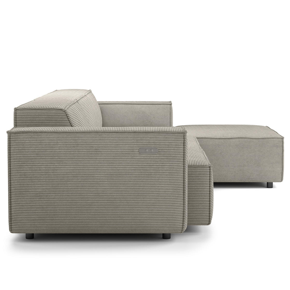 ECKSOFA mit Longchair - Graubraun/Schwarz, Kunststoff/Textil (294/177cm) - home24